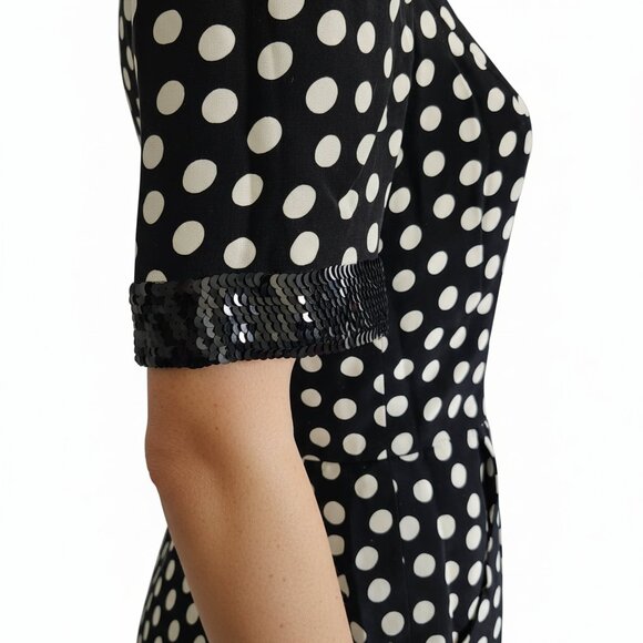 Escada by Margaretha Ley Dress Polka Dot Silk Sequins V-Neckline Womens Size 34 - Picture 8 of 11